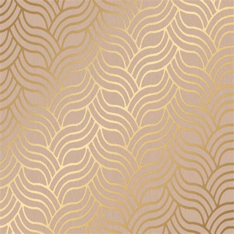 Muriva Precious Silks Art Deco Wallpaper Beige Gold