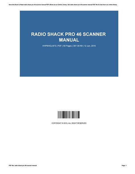 Radio Shack Pro 46 Scanner Manual By Helenbaranowski1897 Issuu
