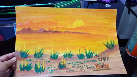 Yellow Sunset Painting For Kids How To Paint A Cactus Silhouette