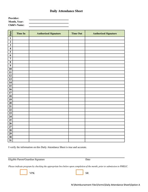 10 Meeting Attendance Sheet Template Template Monster