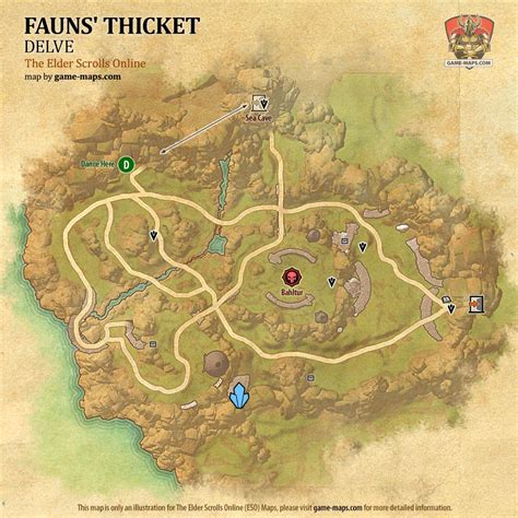 Eso Fauns Thicket Delve Map With Skyshard And Boss Location In Galen