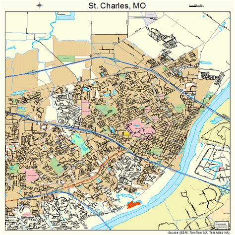 St Charles Missouri Street And Road Map Mo Atlas Poster Ebay