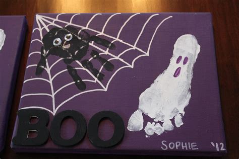Diy Halloween Spider Hand Print And Ghost Foot Print