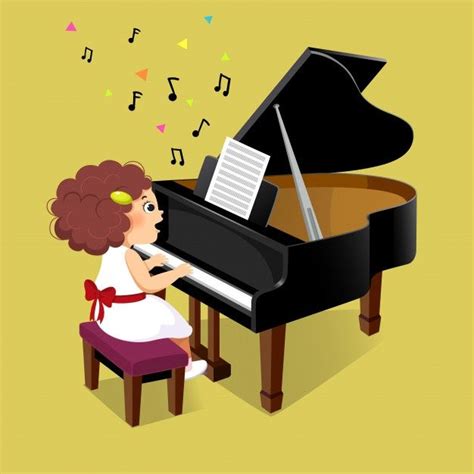 Premium Vector Cute Little Girl Playing The Grand Piano Kids Vector