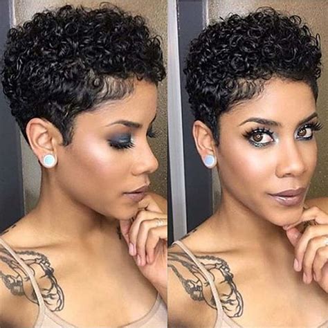 Remy Human Hair Wig Short Afro Curly Pixie Cut Natural Black Party