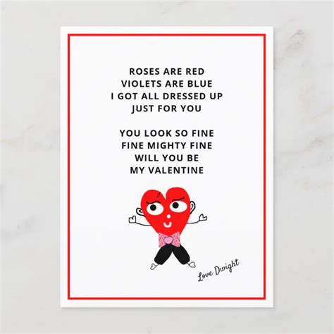 Funny Roses Are Red Poem Valentines Day Girlfriend Holiday Postcard