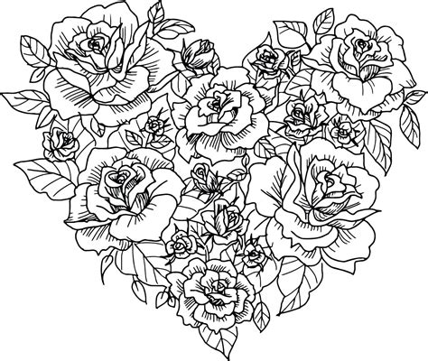 Heart and flowers coloring page from hearts category. Hearts Coloring Pages for Adults - Best Coloring Pages For ...