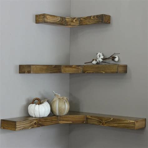 Rustic Wood Corner Floating Shelves Handmade Handcrafted By
