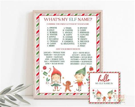 Whats Your Elf Name 8 X 10 Printable Etsy Whats Your Elf Name Elf Names Christmas Elf Names