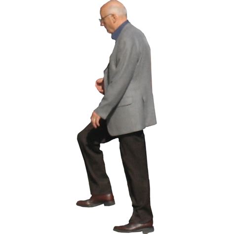 A Bald Man Ascends A Staircase People Cutout Cut Out People Real