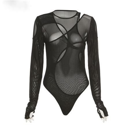 black mesh bodysuit sheer gothic chic black runway bodysuit sheer festival top black mesh