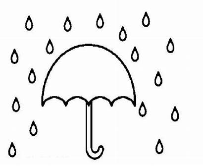 Umbrella Rain Coloring Clipart Pages Printable Template
