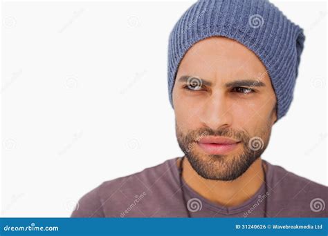 Thoughtful Man Wearing Beanie Hat Stock Photo Image Of Beard Hipster