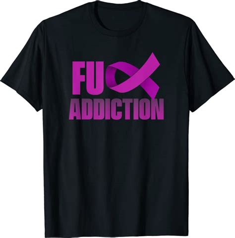 Addiction Awareness T Shirt Fuck Addiction Purple Ribbon