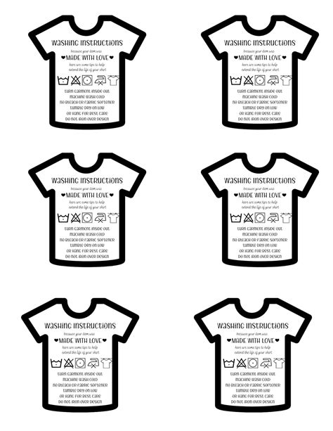 Washing Instructions SVG T-Shirt Care Cards how to care | Etsy