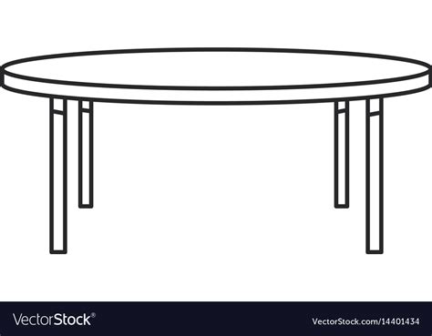 Round Table Wood Furniture Outline Royalty Free Vector Image