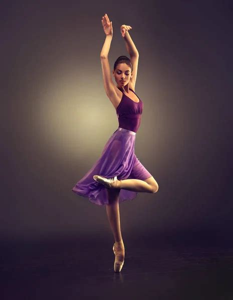 Ballerina Young Graceful Woman Ballet Dancer Dressed In Professional