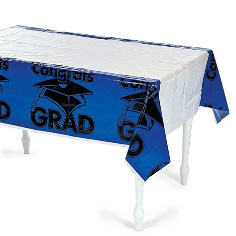 Blue Congrats Grad Plastic Tablecloth Congrats Grad Graduation Party