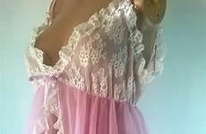 babydoll pink nightie lace lingerie etsy negligee vintage nightgown nylon chiffon small 1960s beautiful california size made