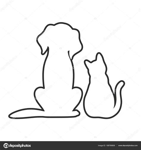 Outline Dog Cat White Background — Stock Vector © Elena3567 #188789858