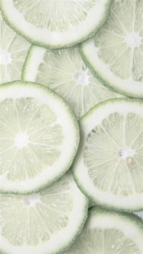 Download Lime Slices Green And White Aesthetic Wallpaper