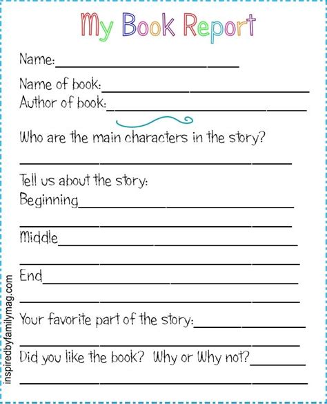 Free Printable Book Report Templates For 2nd Grade