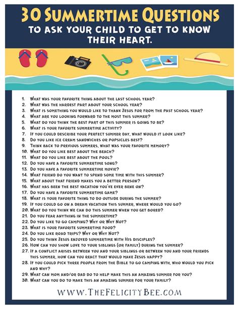 30 Summertime Questions To Ask Your Kids To Get To Know Their Heart
