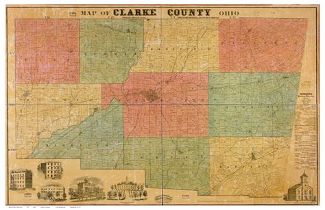 Clarke County Ohio 1859 Old Map Reprint Old Maps