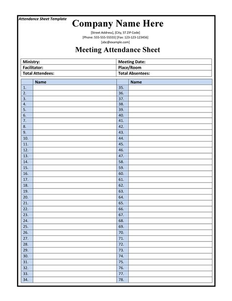 Attendance Sheet Excel Template 50 Free Example Redlinesp