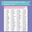 Printable List of Top 100 Girl Names | Baby girl names, Top 100 baby ...