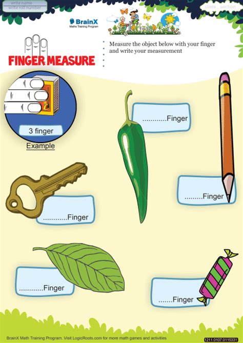 Finger Measure Math Worksheet For Grade 1 Free