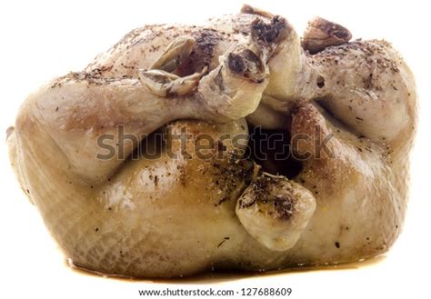 Grilled Chicken Lying On White Background Stock Photo 127688609