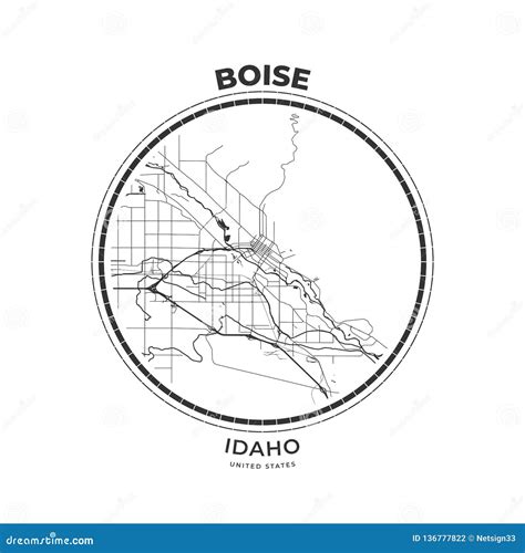 Boise Idaho Map With Neighborhoods And Modern Round Shapes Vector