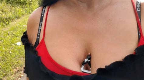 HD Giantess In A Holiday Dress Outdoors Public Cleavage Ride In Bouncy