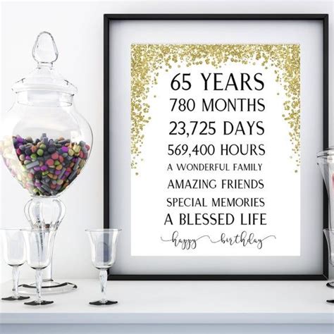 65th Birthday Party Print 65th Party Decoration Table Decor Etsy