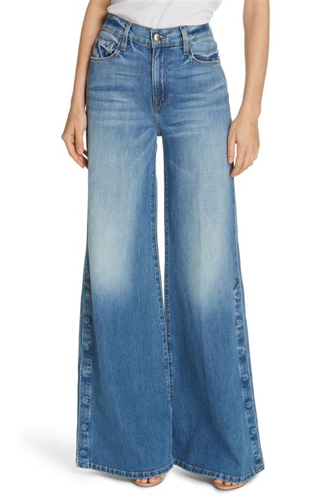 Frame Le Palazzo Snap Away Hem Wide Leg Jeans Snow Mass Nordstrom
