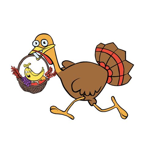 Clip Art Thanksgiving Turkey Fruit Basket Running
