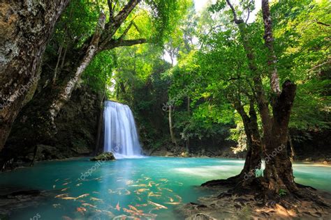 Deep Forest Waterfall In Kanchanaburi Thailand — Stock Photo