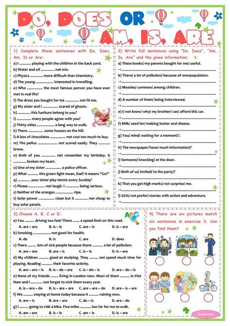 Auxiliary Verbs Do Does Am Is Are Worksheet P11 English