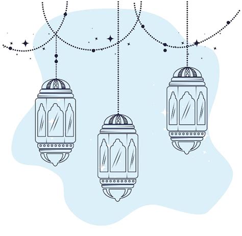 Premium Vector Ramadan Kareem Poster With Hanging Lanterns