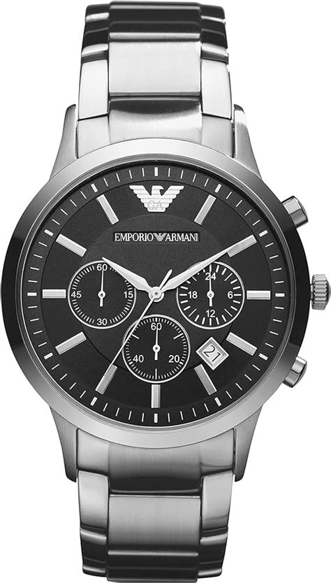 Emporio Armani Watch For Men Chronograph Movement 43 Mm Silver