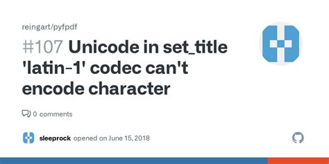 Unicode In Settitle Latin 1 Codec Cant Encode Character · Issue