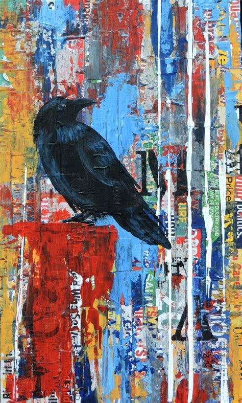 Raven Collage Mixed Media By Naomi Ball Crow Art Collage Art Painting
