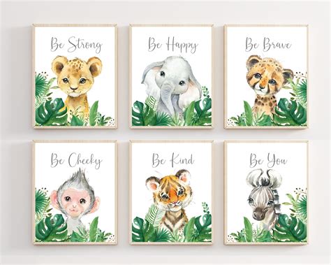 Safari Animal Art Prints Nursery Decor For Baby Boy Etsy Uk