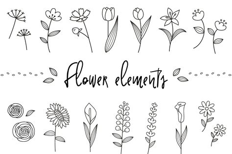 Flower Elements Flower Doodles Flower Drawing Floral Doodle