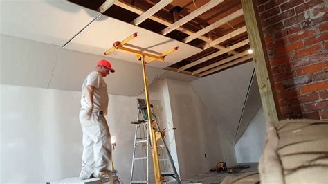 Then, use a measuring tape to measure how far in the obstruction is from the wall on all sides. How to hang a 9ft drywall ceiling by yourself...by the ...
