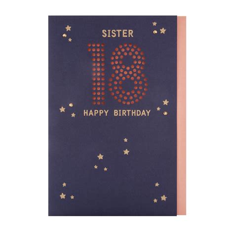18th Birthday Card For Sister From Hallmark Die Cut Glittered Design