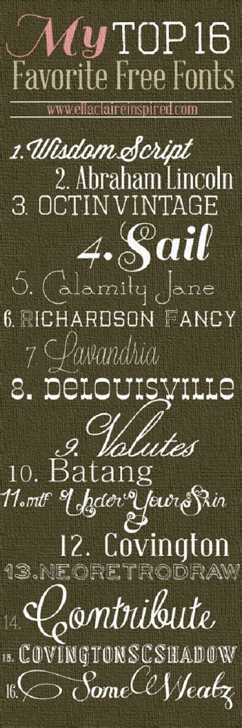 My Top 16 Favorite Free Fonts Ella Claire