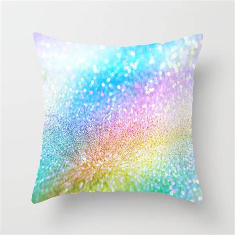 Rainbow Glitter Throw Pillow By Haroulita Society6