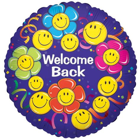 17 Double Sided Printed Welcome Back Smiley Flowers Mylar